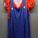 Women, Girls Halloween Ruffled Short Sleeve Cute Dress Crewneck Maryo Casual Graphic Holiday Outfit Hero Blue , XXL