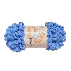 Franel Loop Yarn 100% Polyester Chenille White Puffy Yarn Chunky Finger, Craft Finger Knitting Loopy Yarn Soft and Light Material, Perfect for DIY Hand Woven Knitting Crafts Supplies (1, 19)