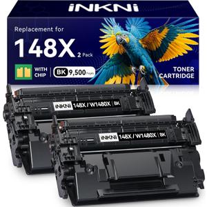 148X Black High Yield Toner Cartridge - with Chip Compatible Replacement for HP 148X 148A W1480X W1480A for HP LaserJet Pro MFP 4101fdw 4001dn 4001n 4101fdn 4001dw Printer for Office Work - 2 Pack
