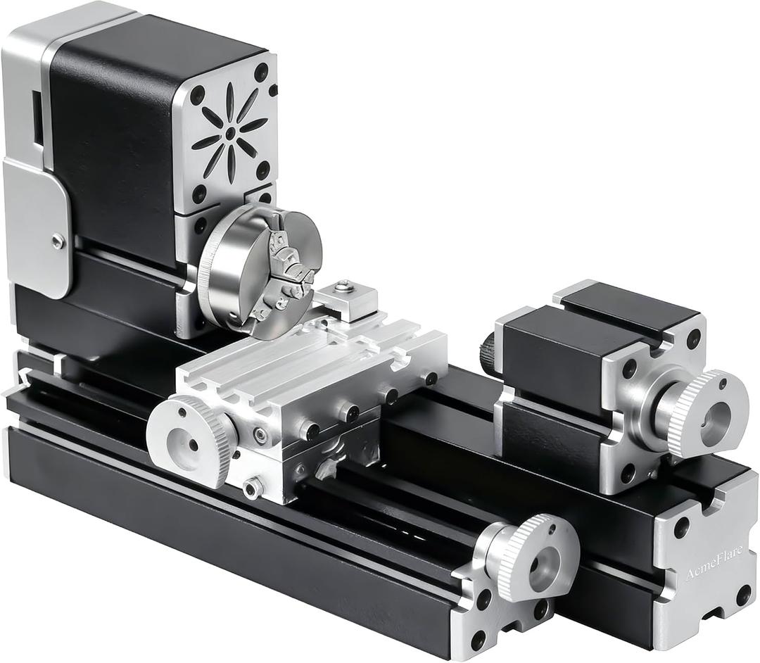 All-Metal Mini Lathe Machine, 36W 20,000RPM Precision Lathe with 0.02mm Molded Scale for Wood & Soft Metals (Copper, Aluminum) in DIY, Model Making, Crafts & Education