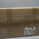 Joypony Baby Playpen with Mat, 50x50 in Small Play Pen for Babies, Toddler Playpen for Apartment, Indoors Play Yard with Soft Breathable Mesh (Beige with Mat)