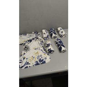 Navy and White Parsons Chair Slipcover Set of 6 Seamless Pattern with White Alstroemeria Flowers Leaves and Berries Hand Drawn V Dining Chair Protector Cover Seat Slipcover for Hotel