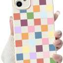 NITITOP Compatible with iPhone 11 Case Cute Aesthetic Checkerboard Checkered Pattern for Women Girl Trendy Slim Fit TPU Silicone Shockproof Full Camera Protection Cover - Colorful