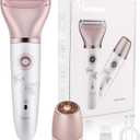 Electric Razor for Women - Painless 2-in-1 Shaver for Women Hair Remover for Face, Legs and Underarm Wet & Dry, Portable Bikini Trimmer, Lady Hair Removal with 2 Trimmer Heads- Micro USB Recharge