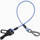 Dog Car Seat Belt - 3-in-1 Heavy Duty Safety Harness with Locking Carabiner, Universal Buckle Adapter, Chew-Proof Steel Rope (Blue, 16in/40cm)