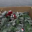 MOTUZP 6ft Snowy Artificial Christmas Cedar Garland, Green Snow Flocked Christmas Garland, Winter Frosted Holiday Pine Garland with Pine for Xmas Tree Stairs Fireplace Mantle Holiday