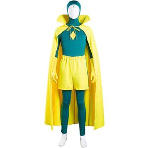 nezababy Vision Costume Adults Kids Cosplay Wanda Vision Cloak Jumpsuit Halloween Carnival Outfit Battle Suit (XX-Large)