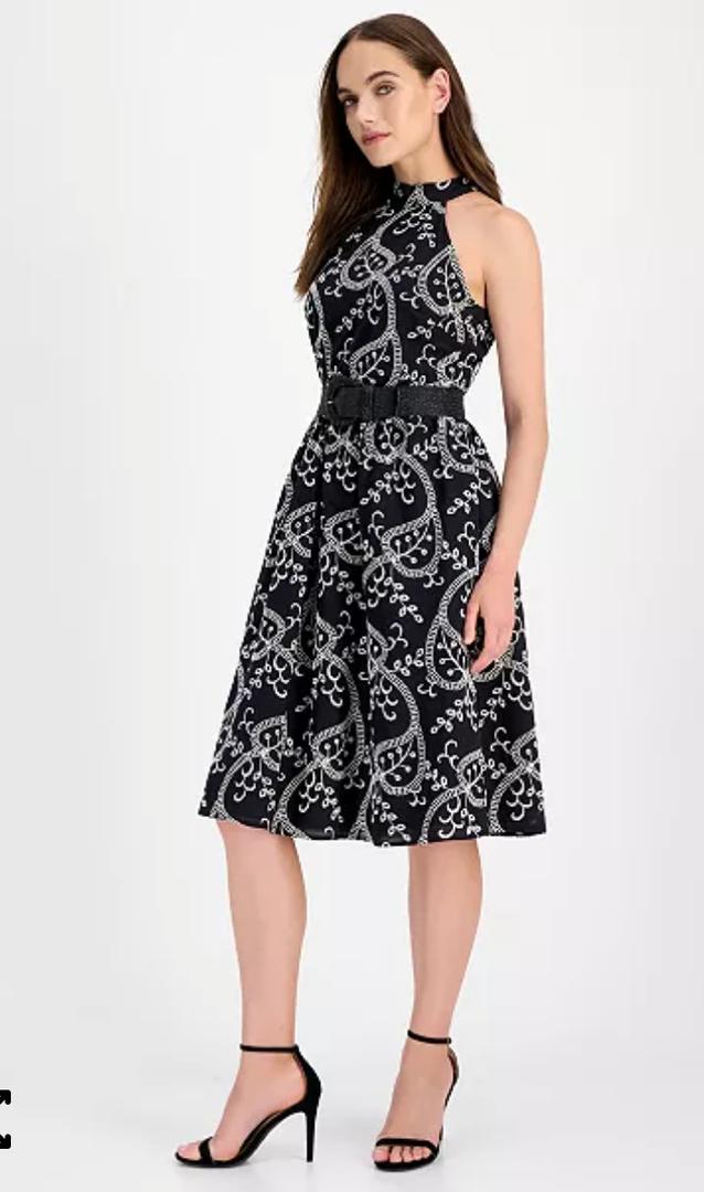 Anne Klein Women's Halter Neck Classic Midi Dress