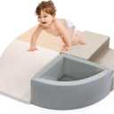 HOMBYS 4-Pieces Climbing Toys for Toddlers 1-3, Foam Climbing Blocks for Kids Crawling and Sliding, Soft Velvet Indoor Playground for Baby Playing Acticity