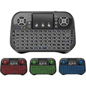 Mini Keyboard with Bluetooth & 2.4G for Android TV Box/PC/FireStick/Laptop with Touchpad, Backlit, USB Dongle-i-10Black