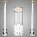 Irenare Unity Candles with Holder for Wedding Ceremony Wedding Decorations Accessories Glass Candle Holder Pillar Candle for Formal Events Church (Lace)