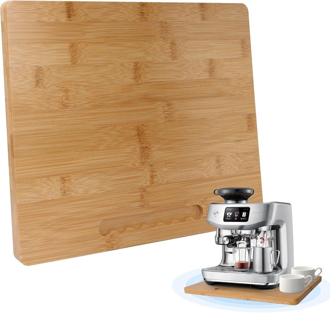 Bamboo Sliding Appliance Tray,Coffee Maker Slider Tray with Rubber Wheels, Countertop Pull Out Organizer for Coffee Machines,Air Fryers and Other (Natural, Medium-Wide(13W x 10.5L))