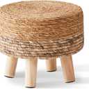 Cpintltr Ottoman Outdoor Sea Grass Stool Poufs Hand Woven Round Foot Stool for Sofa Desk Soft Step Stool Padded Foot Rest Multiple Colors Decorative Furniture Natural/Brown
