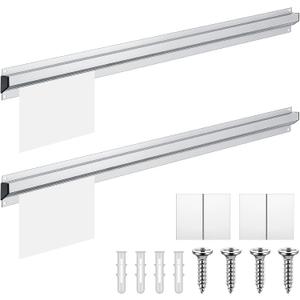 Henoyso 2 Pcs Restaurant Ticket Holder 32" Slide Check Rack Receipt Holder Aluminum Silver Order Ticket Rack for Commercial Kitchen Office Cafes Pubs Bar(32 Inch, No Slot)