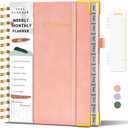 4 x 2026 Planner, Weekly and Monthly Calendar Planner from January 2026 - December 2026, 5.75" x 8.38" Hardcover Leather Hourly Appointment Book with Tabs, A5 Spiral Daily Planners for College School Work Home, Pink