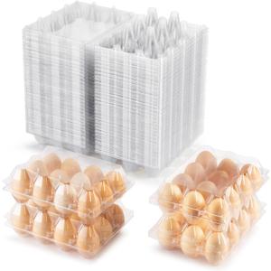 100 Packs Egg Cartons Cheap BulkPlastic for 12 Eggs, Clear Egg Cartons 3 * 4 GridsPerfect for Refrigerator Chicken Farm Markets Commercial Business Market Display