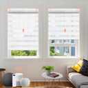 Pack of 1 Motorized Zebra Blinds with Remote: Canisteo Automatic Shades for Indoor Windows Work with HomeKit,Alexa, 90% Blackout Light Filtering Horizontal Blinds, Customized for Home Office, Greyish White