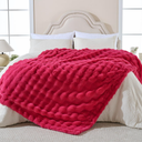 Krifey Hot Pink Bubble Blanket for Women, Soft Cloud Touch Throw for Dorm Bed, Cozy Fuzzy Plush Thick Warm Blanket, Faux Rabbit Fleece, Christmas Birthday Gifts for her Girls Mom, Room Decor, 60x80in