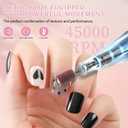 Electric Nail File Professional Kit - 45000RPM Portable Nail Drill Electric File with 11 Bits & BaseLED ScreenUltra-Silent, Rechargeable Nail Drills Machine for Acrylic Nails Gel Polishing (Pink)