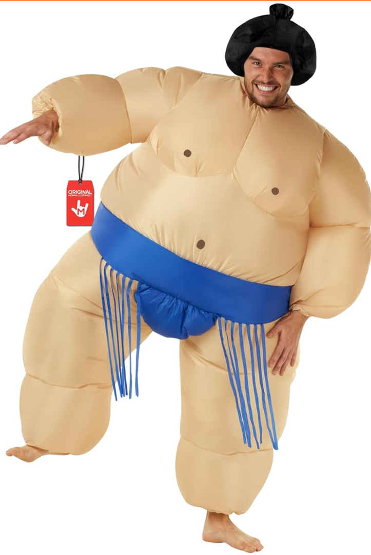 Morph Sumo Wrestler Inflatable Costume, Inflatable Sumo Costume, Blow Up Halloween Costumes For Men, Halloween Costumes Men