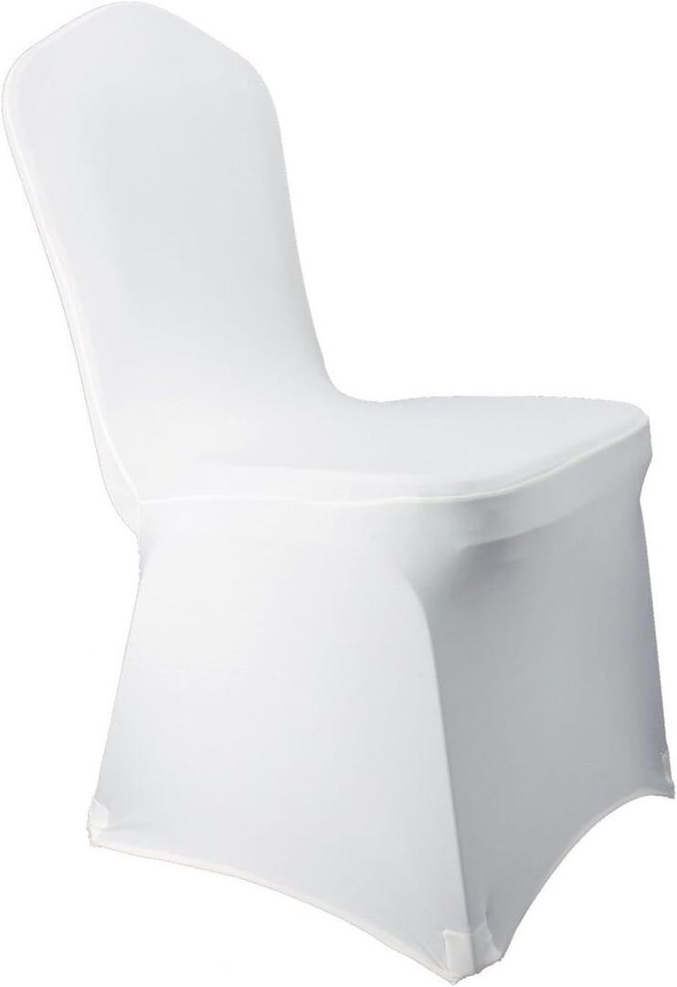 WELMATCH White Stretch Spandex Chair Covers - 12 pcs Wedding Party Dining Scuba Elastic Chair Covers (White, 12)