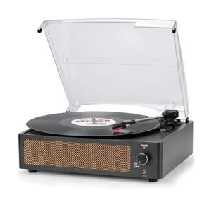 Vinyl Record Player with Speakers Vintage Turntable for Vinyls Records Belt-Driven Turn Table Support 3-Speed, Wireless Playback, Headphone, AUX-in, RCA Line LP Phonograph for Sound Enjoyment Black
