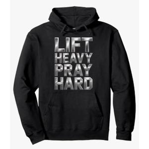 Lift Heavy Pray Hard Tshirt Gym Christian Gift Jesus Faith Pullover Hoodie 2XL