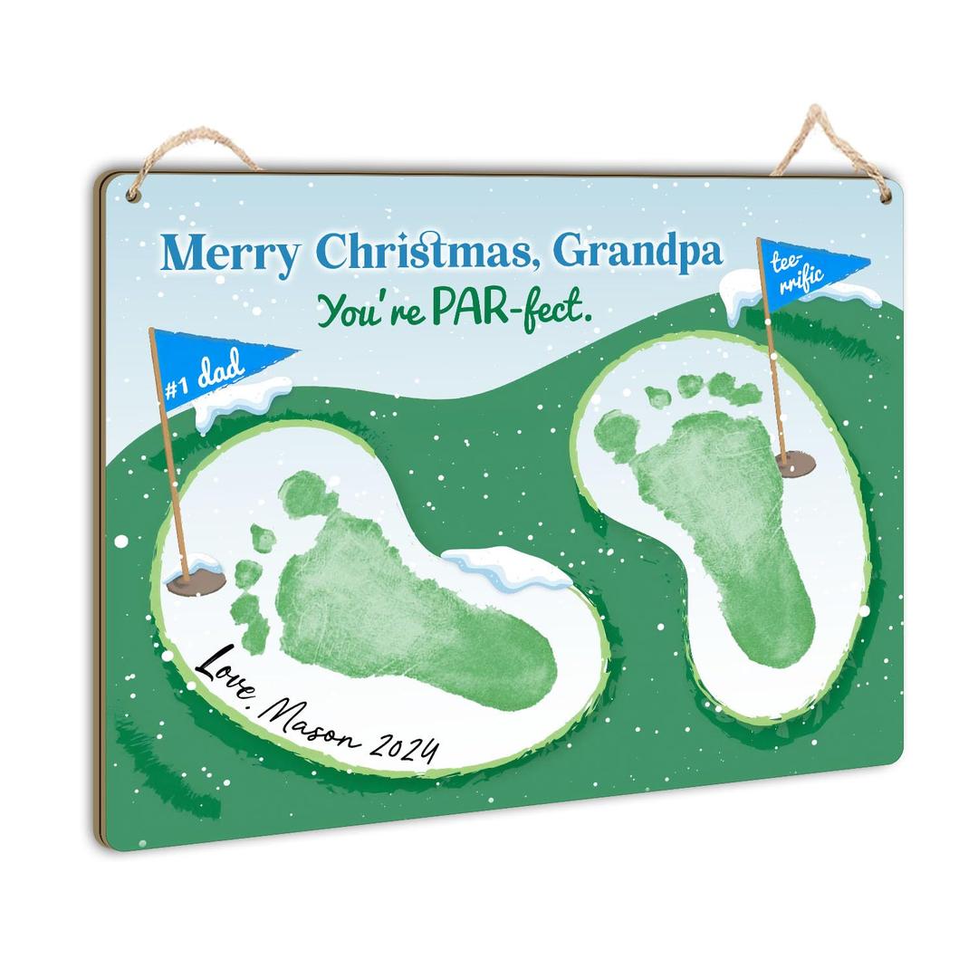 2 x Best Grandpa by Par Golf Papa Footprint Craft for Fathers Day, Christmas Gift, Kids Handprint Art Grandfather, Handprints, DIY Baby Toddler Keepsake, Golfer, Golf Lovers Memory Keepsake Par-FECT