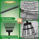 Rake for Leaves Small Metal Garden Tool with 11 Tines 63 Inch Adjustable Handle Sturdy Yard Rake for Gardening Gathering Leaves Weeds Debris, Black
