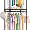 Clothes Rack with Drawers, Freestanding Rolling Garment Rack for Hanging Clothes, Closet Organizer Adjustable Metal Wire Shelving Wardrobe with Rods Portable Closet Shelf with Wheels, Black (Small)