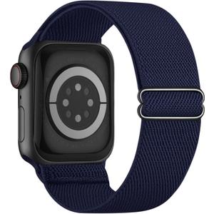 Stretchy Elastic Bands Compatible with Apple Watch Band 46mm 45mm 44mm 42mm 41mm 40mm 38mm 49mm Women Men, Water-Resistant Solo Loop Nylon Sport Straps for iWatch Series 11 10 9 8 7 6 5 4 3 SE Ultra (Midnight Blue)