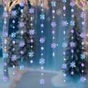 Halloscume 12 Pcs Winter Decorations 3D Hanging Snowflake Wonderland Decorations Iridescent 3D Winter Snowflake Garland Paper Streamer for Christmas Birthday New Year Party Supplies