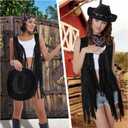 PARTTELY Western Outfits for Women Cowgirl Tassel Sleeveless Vest Cowboy Hat and Paisley Bandana