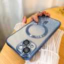 Case Fit for iPhone 14 (MagSafe Compatible) Camera Lens Protector Glitter Bling Plating Full Body Shockproof Protection Anti-Scratch Case for iPhone 14 6.1 Inch - Blue