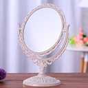 Women Makeup Mirror Vintage Floral Oval Round Handhold Mirror Princess Elegant Makeup Beauty Tools,White,Round
