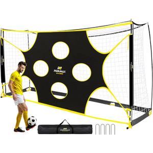 PodiuMax 16X7 FT Soccer Goal Target Net with 10 Highlighted Scoring Zones, Portable Soccer Field Equipment, Backyard Shooting Training Football Goal Net