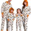Christmas Family Pajamas Onesie Hooded Vacation Novelty Allover Pattern Sleepwear for Men Women Kids (Large, Halloween Pumpkin)