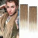 24 Inch Clip in Dreadlock Hair Extensions 10Clips 40 Strands Synthetic Handmade Soft Clip In Dreads Extensions for Women,Brown/Blonde