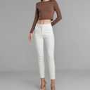 SANDY & SID Cropped Pants for Women Petite Small Size Mid Waist Slim Fit Work Pants Stretch Trousers Slack Casual Office Wear (Beige, M)