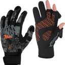 KastKing Mountain Mist Cold Winter Weather Fishing Gloves for Men and Women - Ideal for Ice Fishing, Photography, or Hunting (Medium, Blackout)