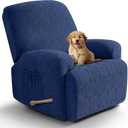VANSOFY Recliner Chair Covers, 4-Pieces Stretch Recliner Cover Jacquard Soft Reclining Chair Slipcover Furniture Protector with Elastic Bottom for Lazy Boy Recliner(Dark Blue) (1 Seat)