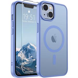 SUPFINE Magnetic for iPhone 13 Case/iPhone 14 Case Blue Purple
With Screen Protector, Translucent Matte, Compatible with MagSafe, Military Grade Drop Proof, Rugged Shockproof Protective