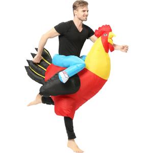 Ride on Rooster Inflatable Costume Adult Funny Blow Up Chicken Suit for Halloween Party