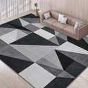 TWINNIS Indoor Modern Area Rug, 8x10 Geometric Patchwork Style Washable Large Rugs for Living Room Bedroom Hardwood Floors, Non Shedding Non Anti Backing Soft Carpet Home Floor Decor, Grey