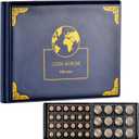Coin Collection Supplies Holder Book for Collectors, 300 Pockets Coin Collection Organizer Storage Box Case Album for 20/25/ 27/30/ 38mm Coins- Blue
