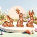 Vintage Easter Decorations for Home, Spring Decor, Gold Rabbit Figurine, Bunny Statues, Farmhouse Small Resin Bunnies (Gold Hairy sense-3PCS)