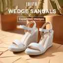 IDIFU IN4 Espadrille Wedge Sandals for Women Open Toe Ankle Strap Platform Wedges Heels Causal Summer Wedge Shoes Comfortable Espadrilles Wedges (White, 11)