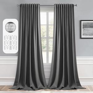 MIULEE Back Tab Grey Blackout Curtains 102 Inch Long 2 Panels Set for Living Room Bedroom, Rod Pocket/Pinch Pleated Thermal Insulated Room Darkening Light Blocking Floor to Ceiling Curtains/Drapes MIULEE Back Tab Grey Blackout Curtains 102 Inch Long 2 Panels Set for Living Room Bedroom, Rod Pocket/Pinch Pleated Thermal Insulated Room Darkening Light Blocking Floor to Ceiling Curtains/Drapes