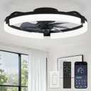 LEDIARY 20" Ceiling Fans with Lights and Remote, Modern Low Profile Ceiling Fan, 3 CCT, Stepless Dimmable, Fandelier Flush Mount Fan Light, 6 Speeds, DC Motor, App & Remote Control for Bedroom(Black)