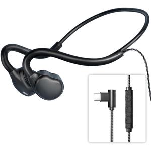 USB C Wired Headphones,Open Ear Headphones with Mic Air Conduction Wired Earbuds with Premium Sound Headset Perfect for with New iPhone 15 & 16, Samsung & Android Type C Phones- Black